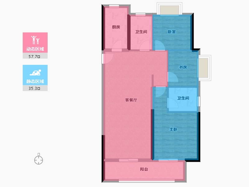 湖南省-株洲市-绿地21城三期-83.58-户型库-动静分区