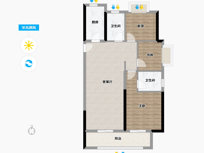 湖南省-株洲市-绿地21城三期-83.58-户型库-采光通风