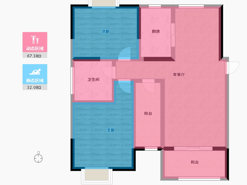 湖南省-湘潭市-龙城盛悦府-88.31-户型库-动静分区