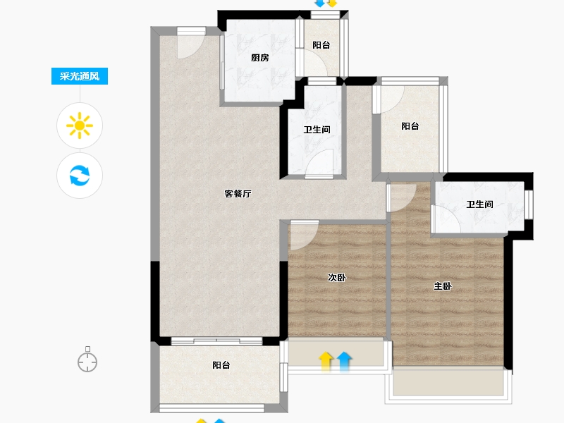 广东省-河源市-龙光玖誉湖-80.00-户型库-采光通风