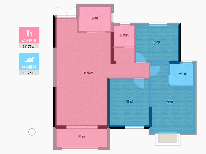 湖南省-湘潭市-玺宇悦城国际-90.04-户型库-动静分区