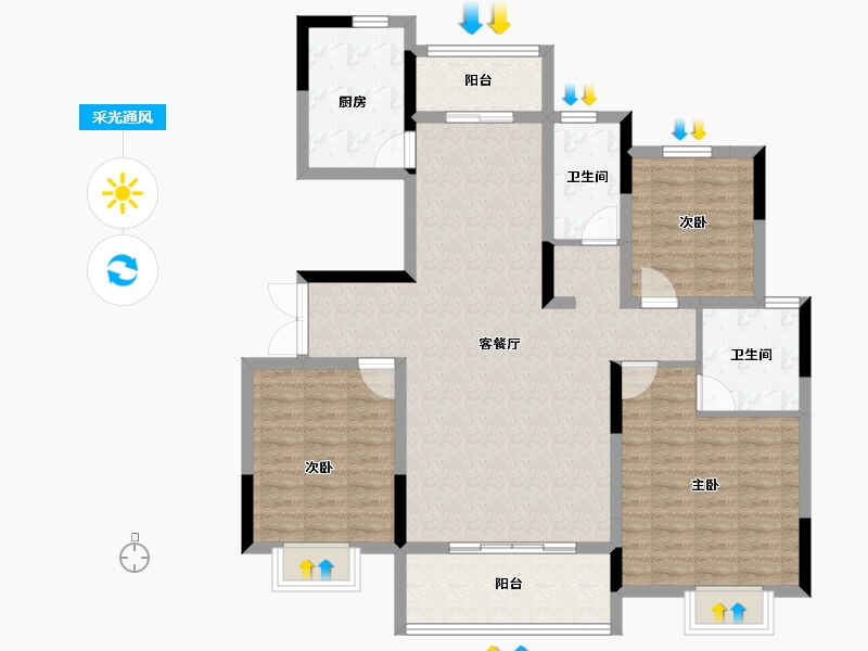 河南省-驻马店市-建业置地澜境-108.00-户型库-采光通风