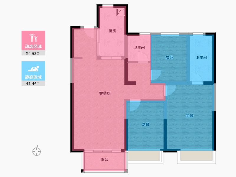 吉林省-吉林市-万科莱茵小镇-89.15-户型库-动静分区