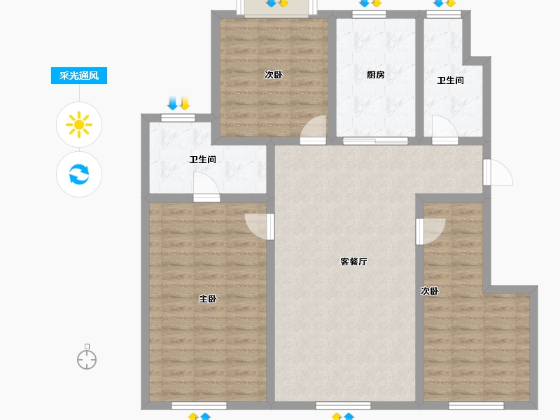 黑龙江省-七台河市-宝泰华府-105.15-户型库-采光通风