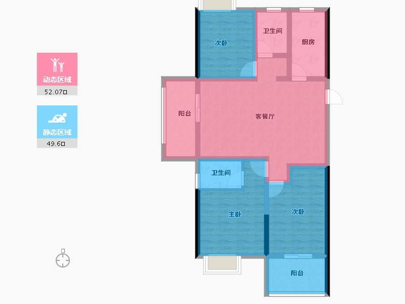 湖北省-仙桃市-康湾一品二期·康湾熙岸-89.70-户型库-动静分区