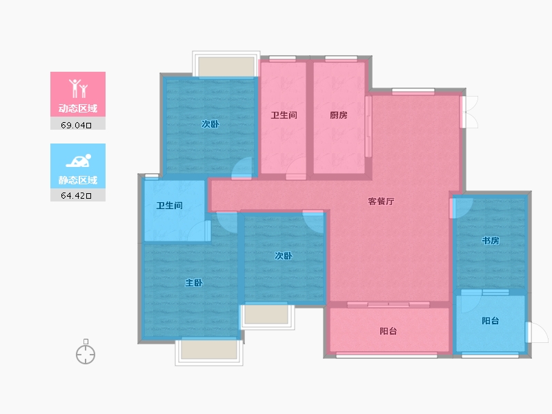 陕西省-榆林市-筑佳锦绣城-118.97-户型库-动静分区