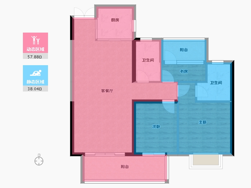 湖南省-邵阳市-邵阳湾田·望江府-86.47-户型库-动静分区