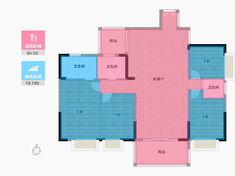 贵州省-贵阳市-贵高速花溪26-127.02-户型库-动静分区