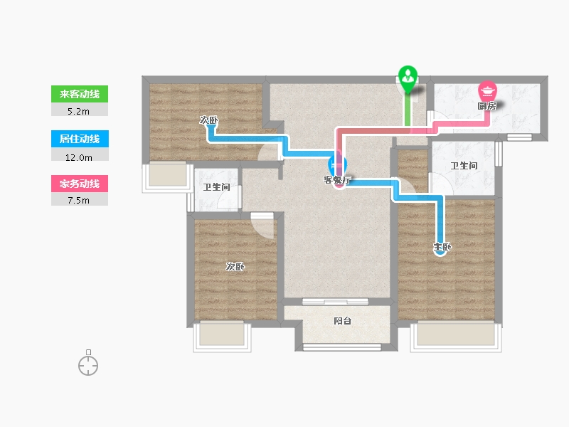 河南省-濮阳市-建业璟园-85.16-户型库-动静线