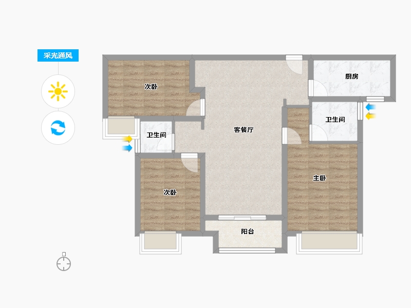 河南省-濮阳市-建业璟园-85.16-户型库-采光通风