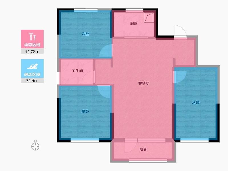 辽宁省-鞍山市-作品壹号-67.27-户型库-动静分区