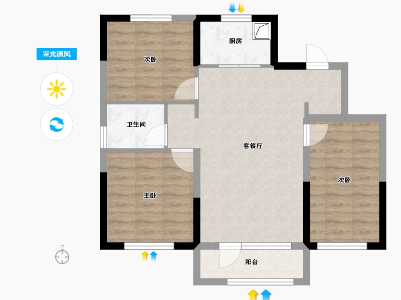 辽宁省-鞍山市-作品壹号-67.27-户型库-采光通风