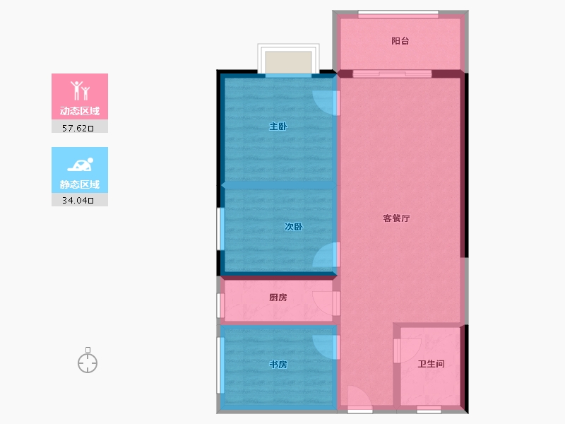 云南省-昆明市-金泰国际Ⅲ期名门-81.76-户型库-动静分区