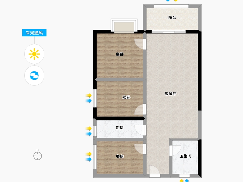 云南省-昆明市-金泰国际Ⅲ期名门-81.76-户型库-采光通风