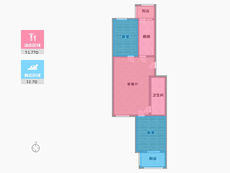 北京-北京市-龙腾苑-六区-88.00-户型库-动静分区