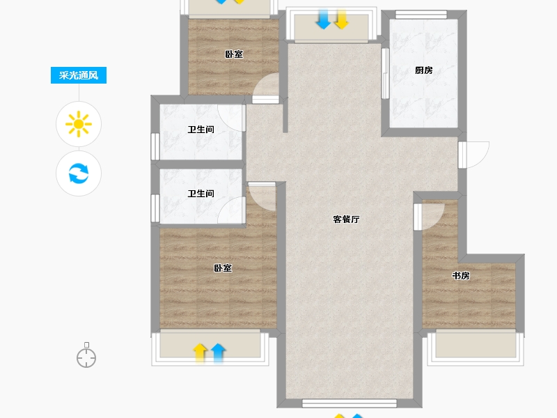 内蒙古自治区-呼和浩特市-金地青峯里-81.47-户型库-采光通风