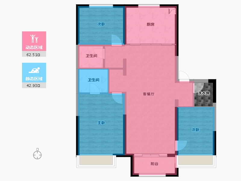 吉林省-吉林市-万科莱茵小镇-97.85-户型库-动静分区