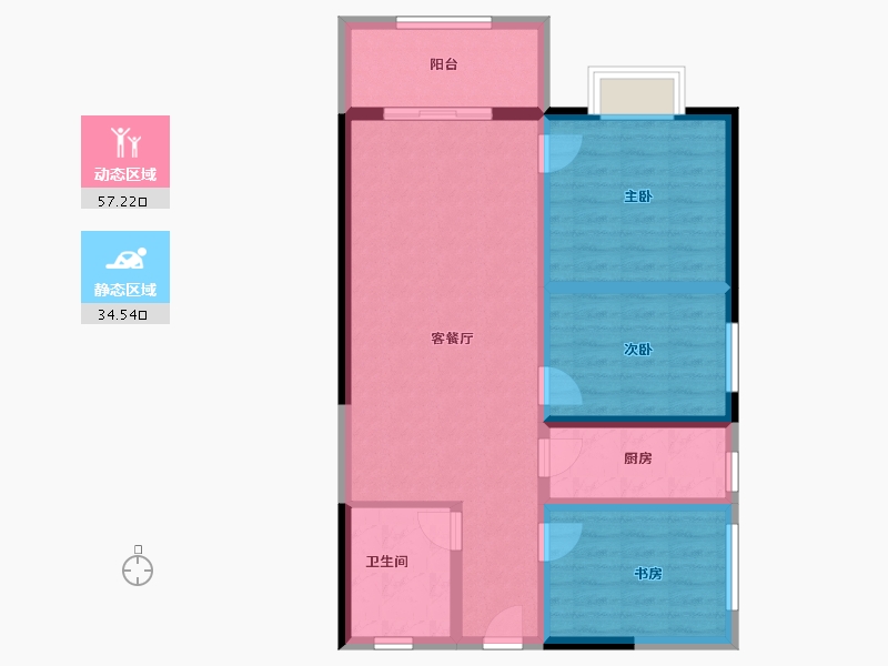 云南省-昆明市-金泰国际Ⅲ期名门-81.68-户型库-动静分区