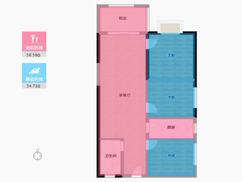 云南省-昆明市-金泰国际Ⅲ期名门-81.75-户型库-动静分区