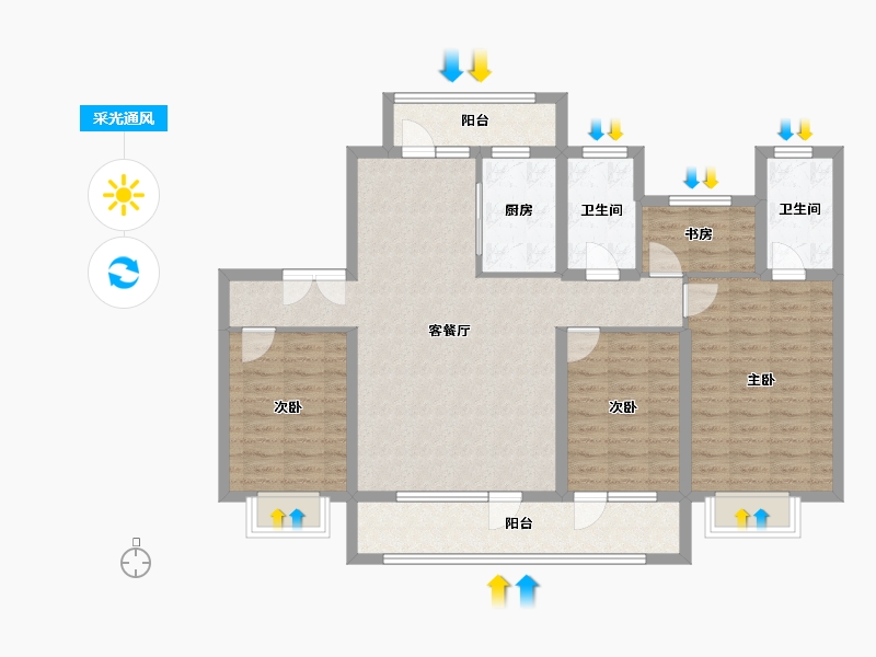 山东省-济宁市-中南珑悦-109.70-户型库-采光通风