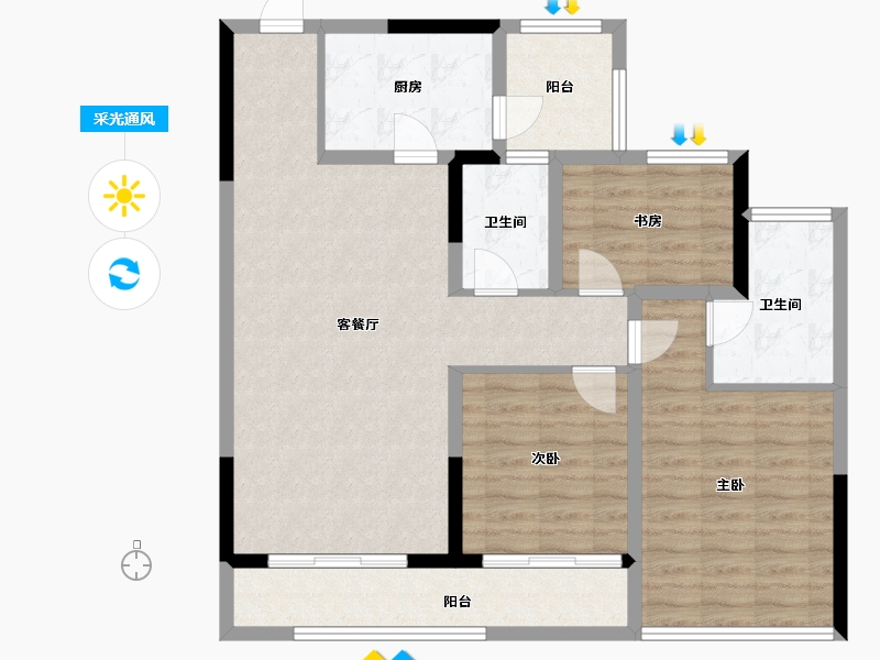 山东省-枣庄市-滕州祥和花园-98.36-户型库-采光通风