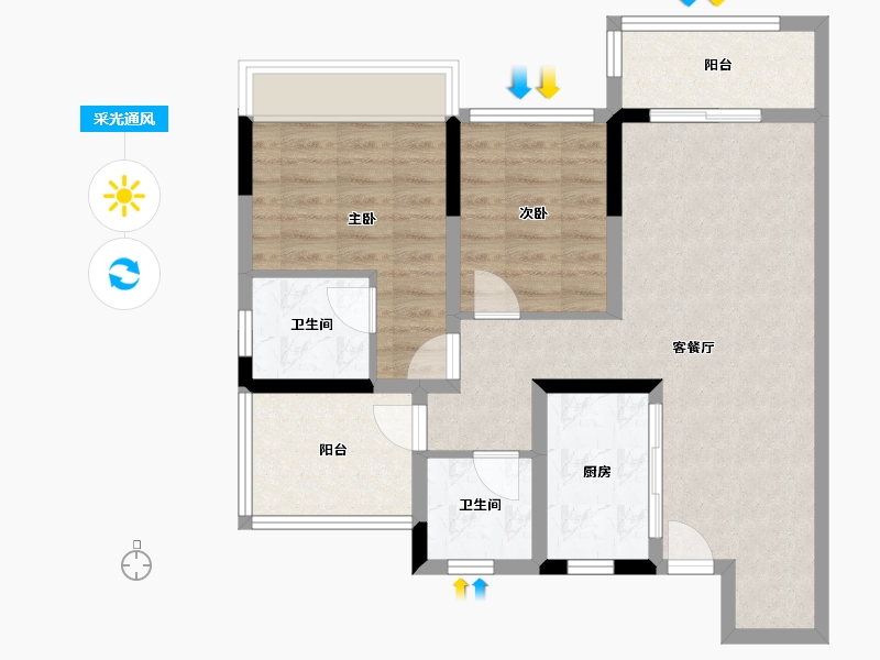 广东省-清远市-石榴春江湖畔-73.60-户型库-采光通风