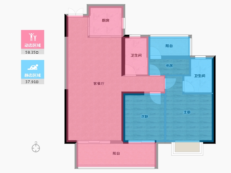 湖南省-邵阳市-邵阳湾田·望江府-86.72-户型库-动静分区