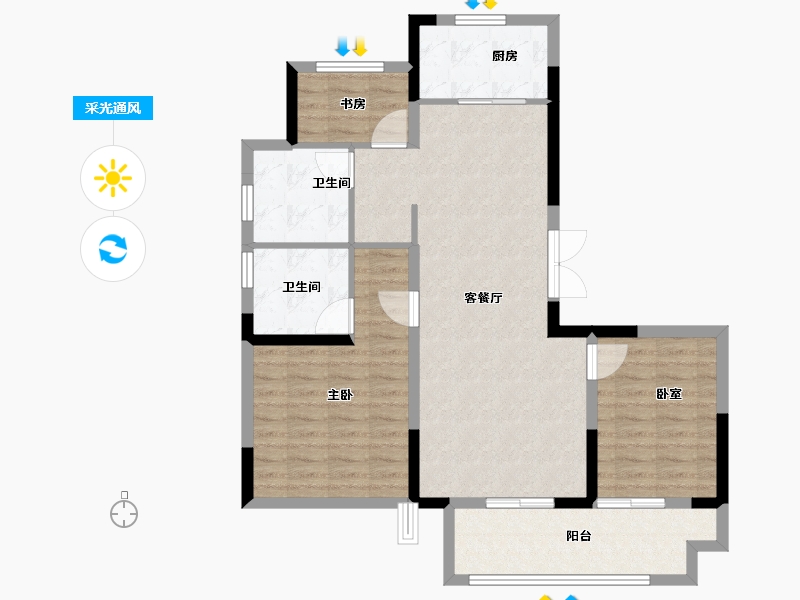 安徽省-宿州市-绿城岱湖世纪城丁香园-91.20-户型库-采光通风