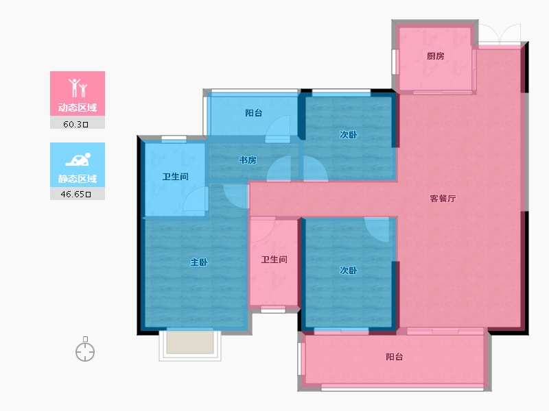 湖南省-邵阳市-邵阳湾田·望江府-96.56-户型库-动静分区