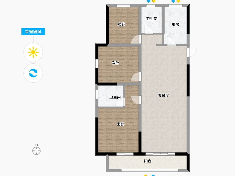 山东省-枣庄市-滕州祥和花园-105.05-户型库-采光通风