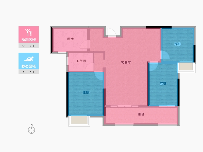 湖南省-湘潭市-紫荆东台御景-84.34-户型库-动静分区