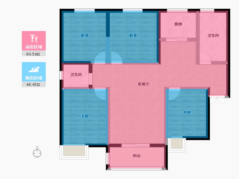 甘肃省-庆阳市-天保九如華府一期-94.36-户型库-动静分区