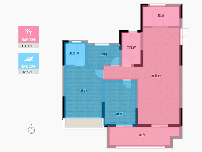 安徽省-宿州市-绿城岱湖世纪城丁香园-89.61-户型库-动静分区