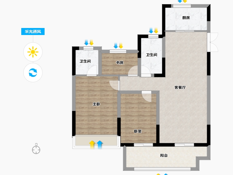 安徽省-宿州市-绿城岱湖世纪城丁香园-89.61-户型库-采光通风