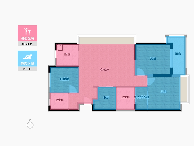 浙江省-嘉兴市-都会东方-92.71-户型库-动静分区