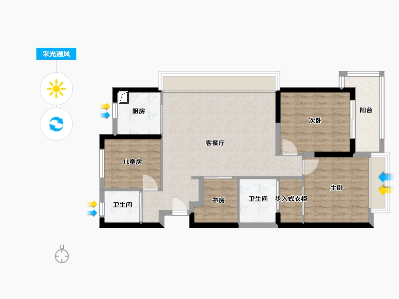 浙江省-嘉兴市-都会东方-92.71-户型库-采光通风