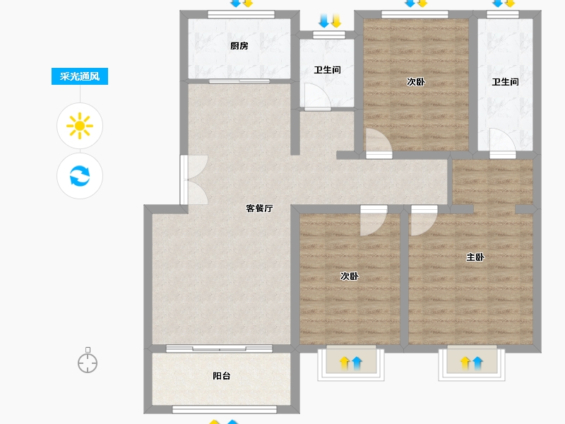 河南省-濮阳市-华信·越绣华府-102.22-户型库-采光通风