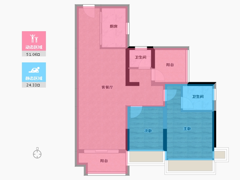 广东省-清远市-石榴春江湖畔-66.40-户型库-动静分区