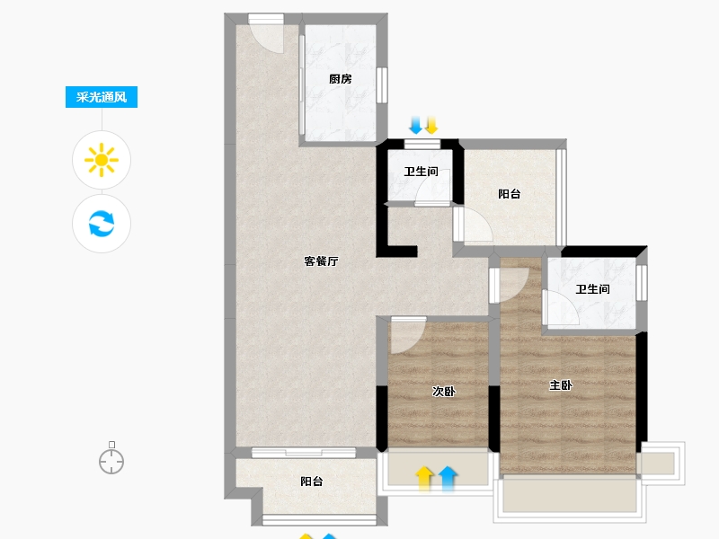 广东省-清远市-石榴春江湖畔-66.40-户型库-采光通风