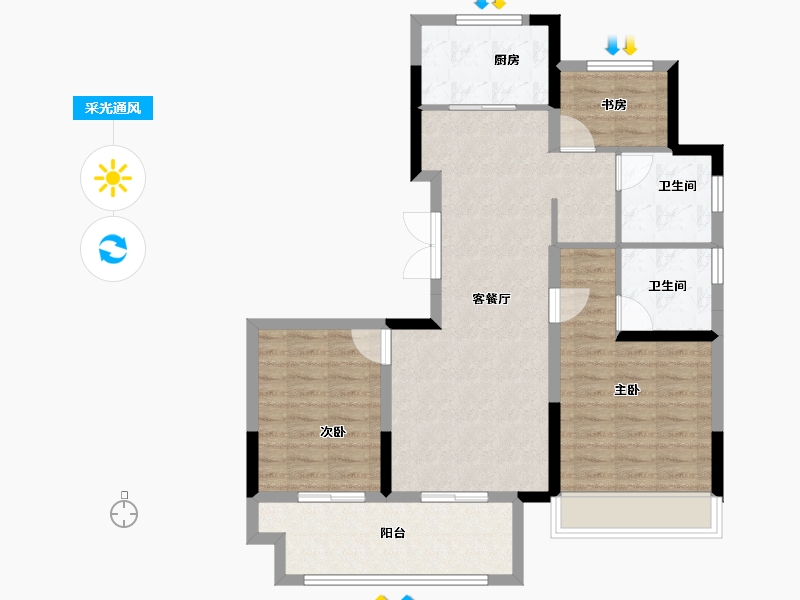 安徽省-宿州市-绿城岱湖世纪城丁香园-89.60-户型库-采光通风