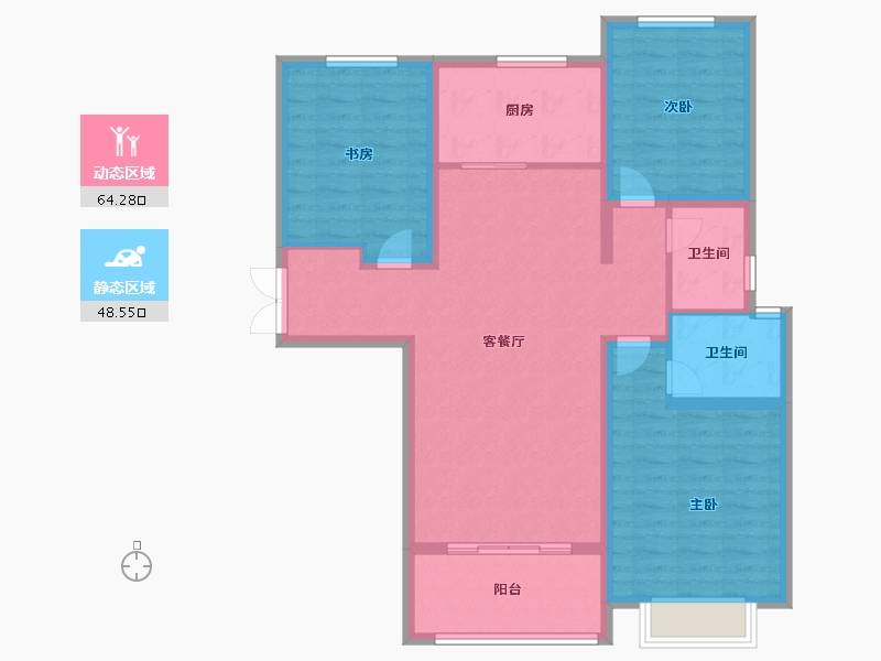 河南省-濮阳市-中央公园三期•望璟臺-101.40-户型库-动静分区