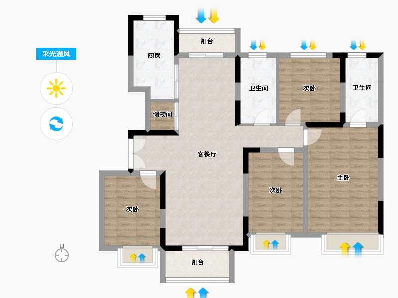 河南省-濮阳市-建业璟园-115.33-户型库-采光通风