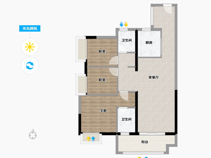 山西省-大同市-万德隆·阳光城·愉憬湾-92.00-户型库-采光通风