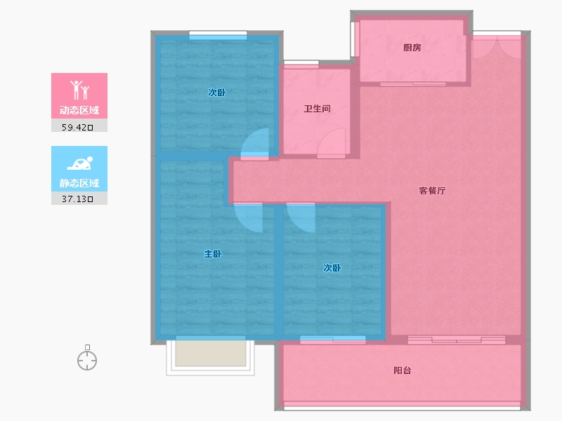 河南省-濮阳市-崛起翎云府-86.81-户型库-动静分区