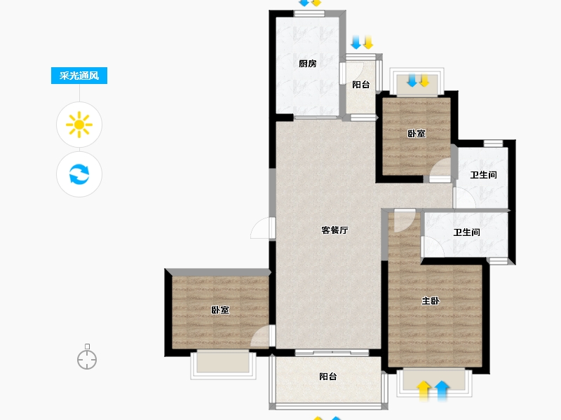 山西省-大同市-汕尾恒大悦珑湾-95.07-户型库-采光通风