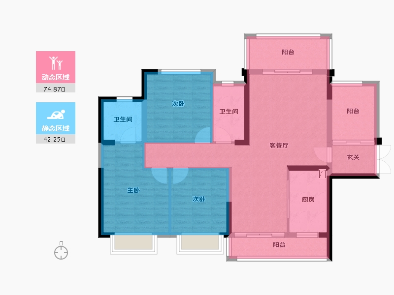 湖南省-郴州市-皇廷凤凰城-104.85-户型库-动静分区