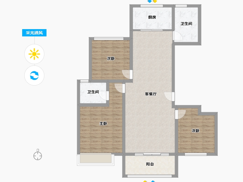 河南省-濮阳市-中达学府壹号-103.06-户型库-采光通风