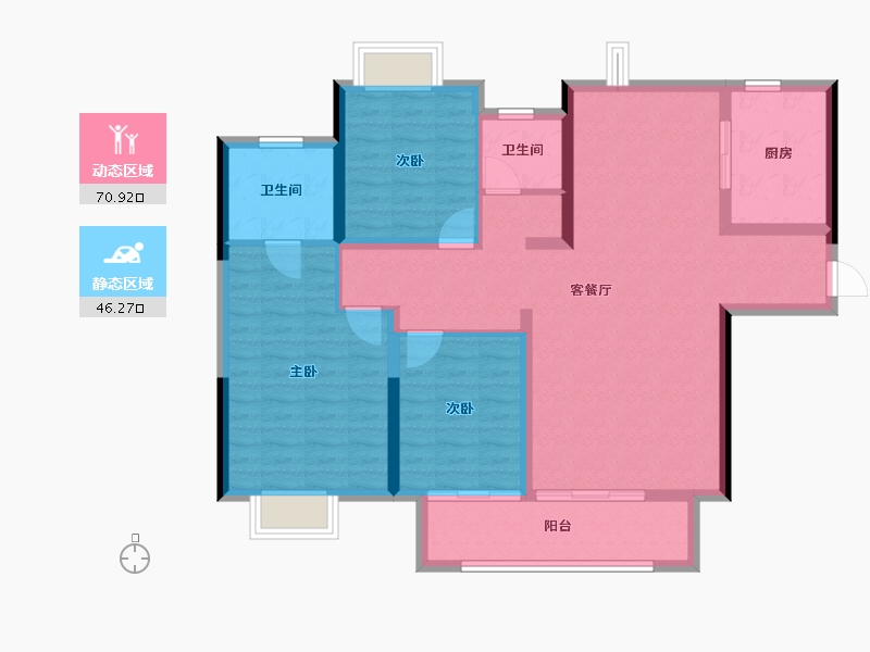 湖南省-湘潭市-紫荆东台御景-105.39-户型库-动静分区