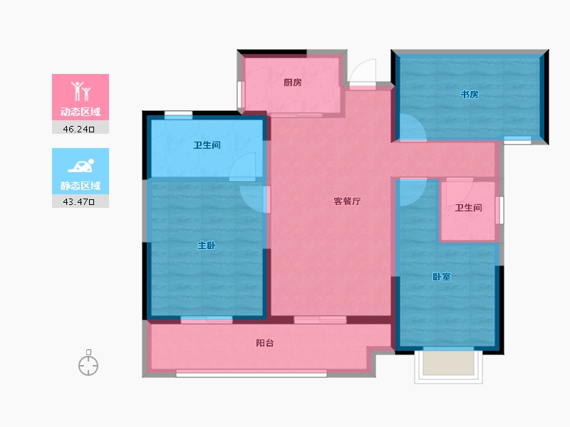 河南省-开封市-绿城·春江明月-79.67-户型库-动静分区