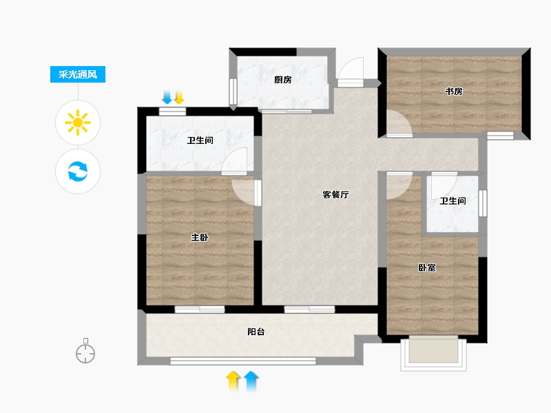 河南省-开封市-绿城·春江明月-79.67-户型库-采光通风